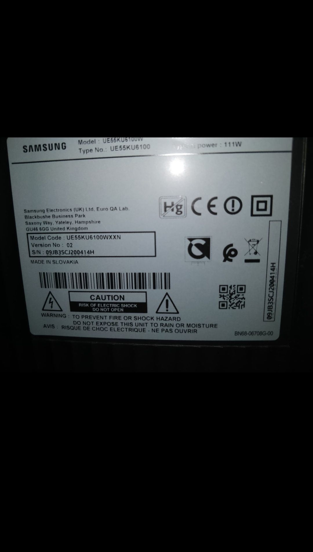 Ecrã Partido - Samsung 55" ecrã curvo ue55ku6100