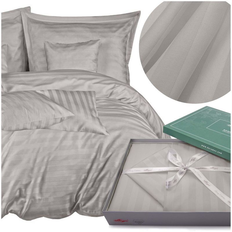 Pościel 160x200/7 części Satyna Bambus Komplet Premium Stripe