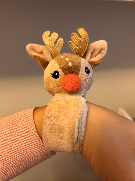 Zabawka na rączkę, renifer rudolf, opaska