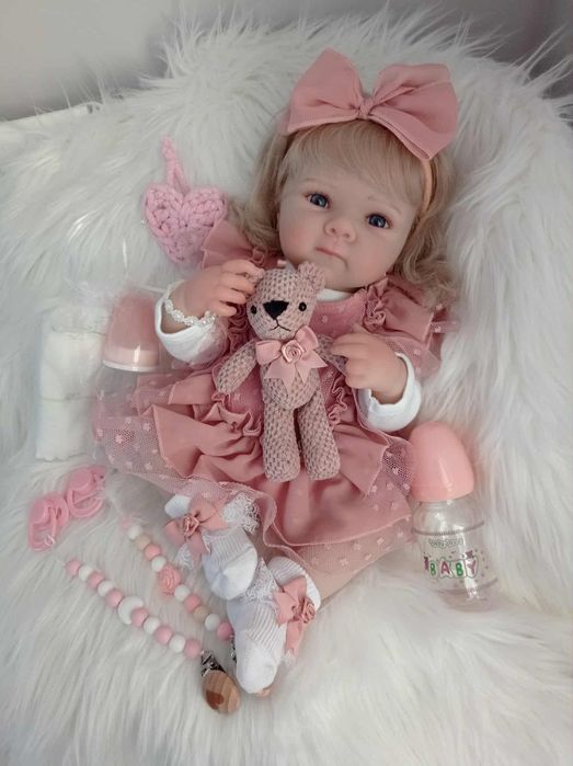 Lalka w typie reborn z wyprawką prezent lala cała winylowa blondynka