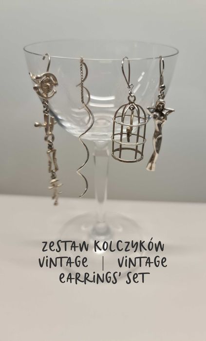 zestaw kolczyków vintage srebro 925