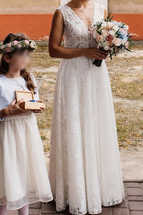 Suknia ślubna koronkowa r. 36 - 38 Elizabeth Passion - Welon 100% jedw