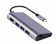 Hub USB3.1 8w1 TypeC to HDMI+3xUSB3.0+Gigabit LAN+USB Charging ttst752
