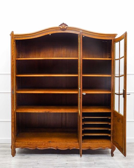 Francuska WITRYNA drewniana BIBLIOTECZKA Ludwik DĄB 3 fronty + szprosy