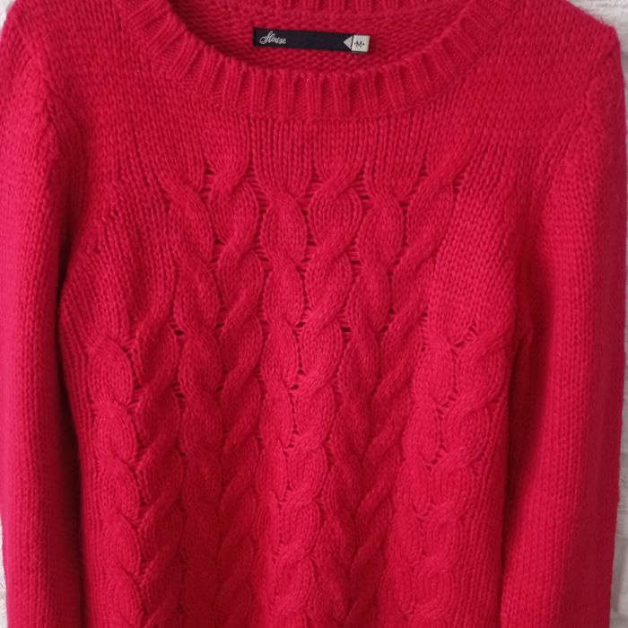 Sweter czerwony wzór pleciony House rozmiar M 38