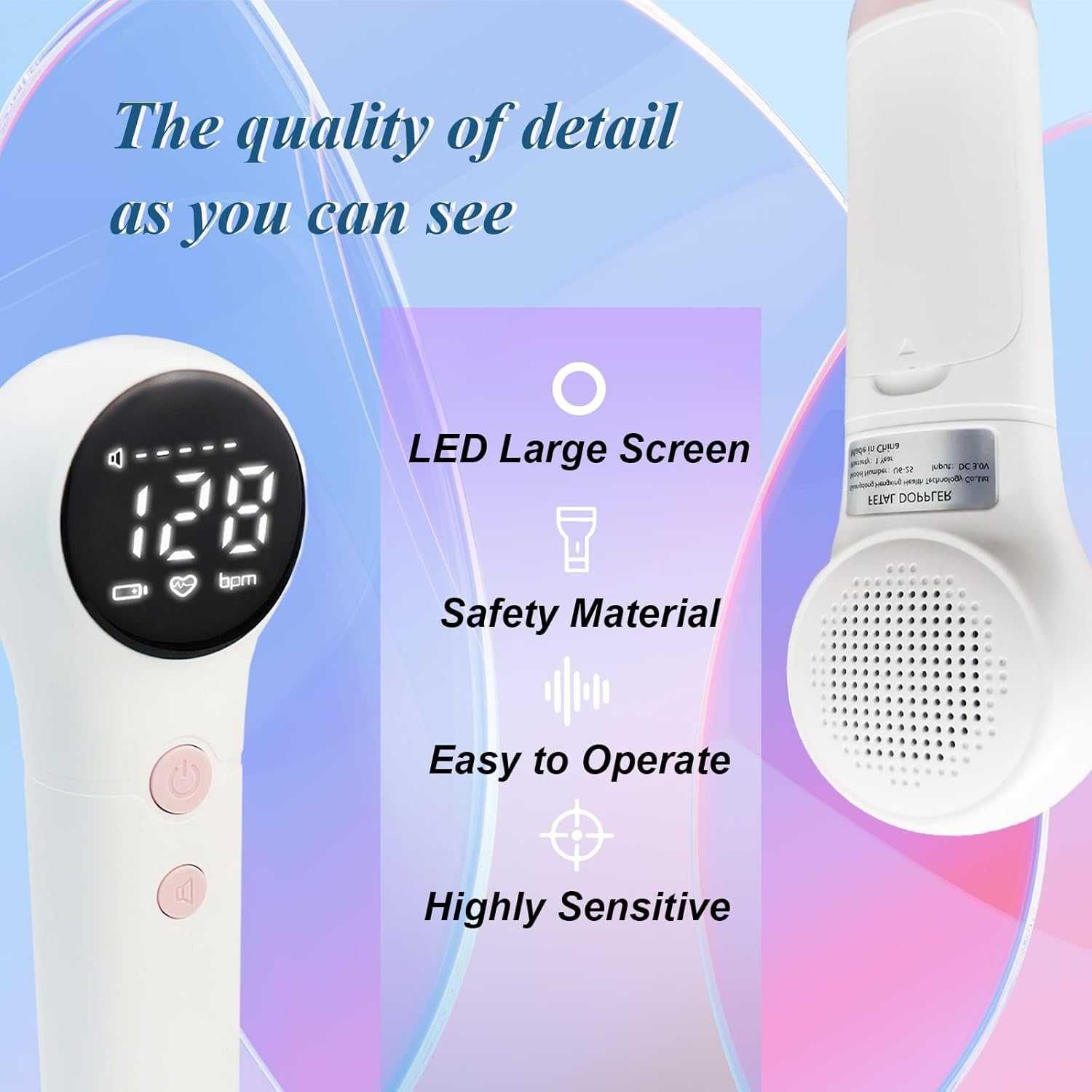 Detektor tętna płodu monitor płodu mini USG doppler ekran LCD