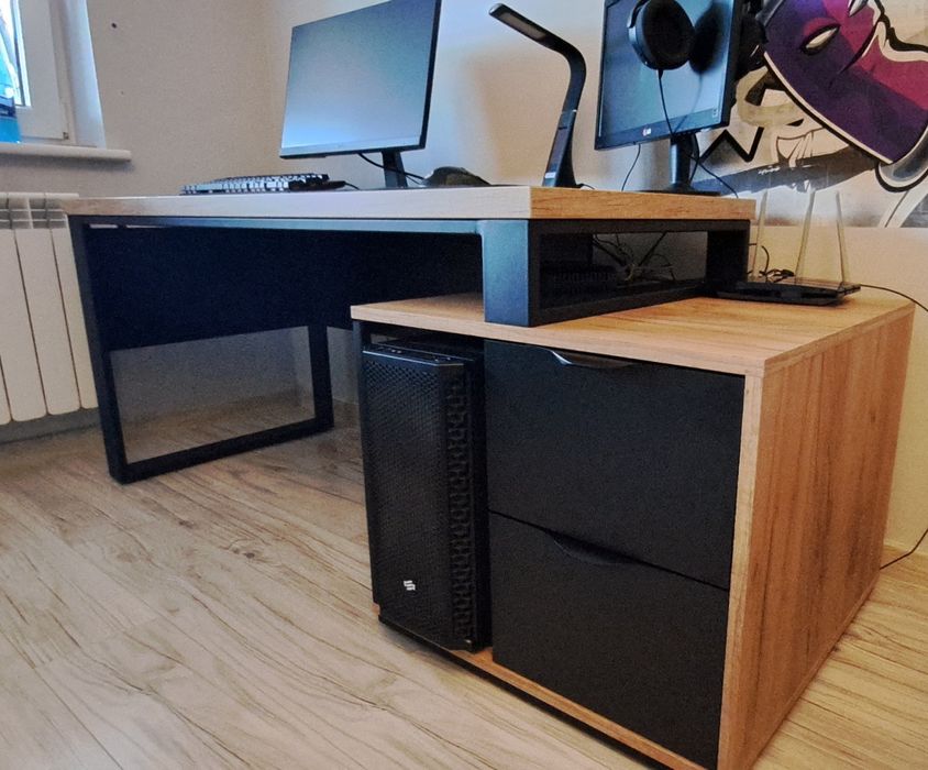 Biurko Loft Dąb craft złoty 176/65/76-wysyłka gratis