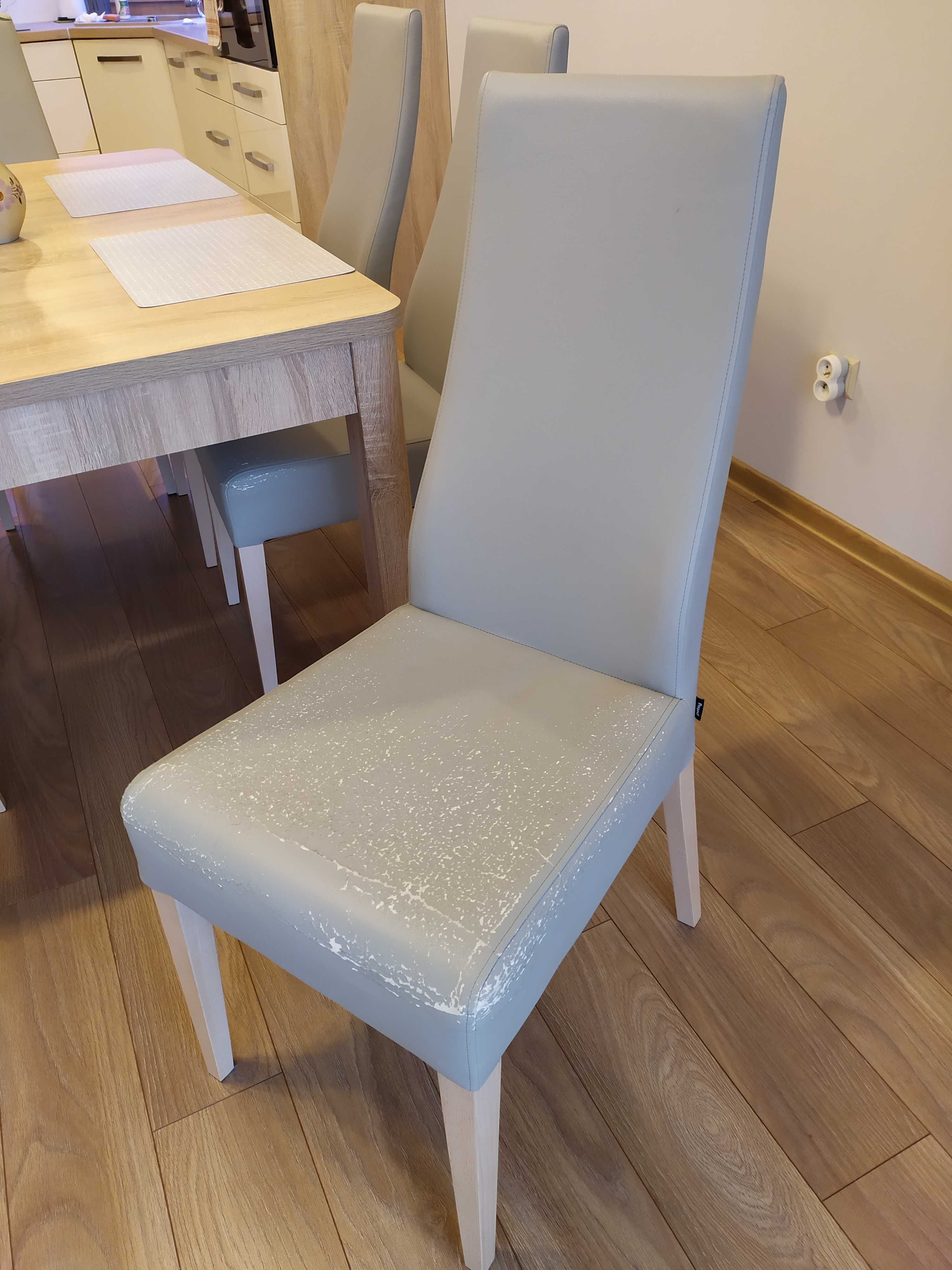 Krzesła 6 sztuk w kolorze szarym- do renowacji tapicerka