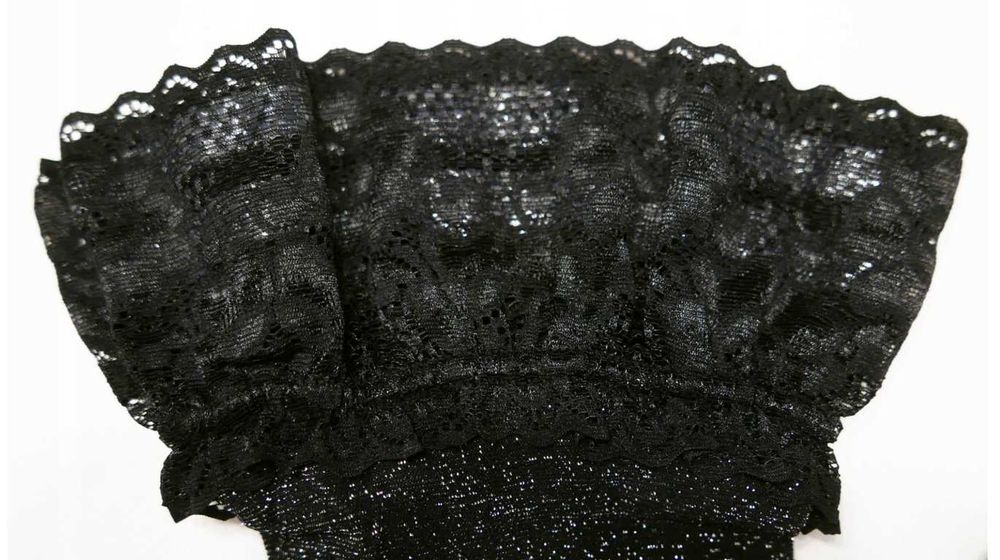 Ekskluzywne błyszczące pończochy samonośne z lurexem FIORE czarne r. 4