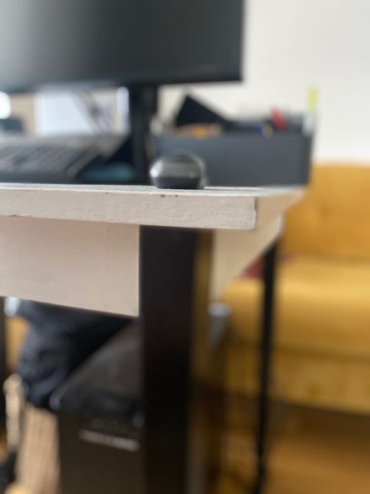 Stół, biurko drewniane biały blat czarne nogi