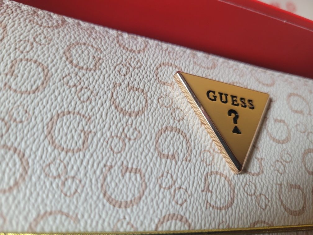 Guess La Rosa Mini torebka crossbody camera bag biala brazowa