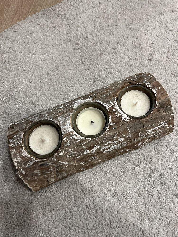 Suporte velas formato tronco