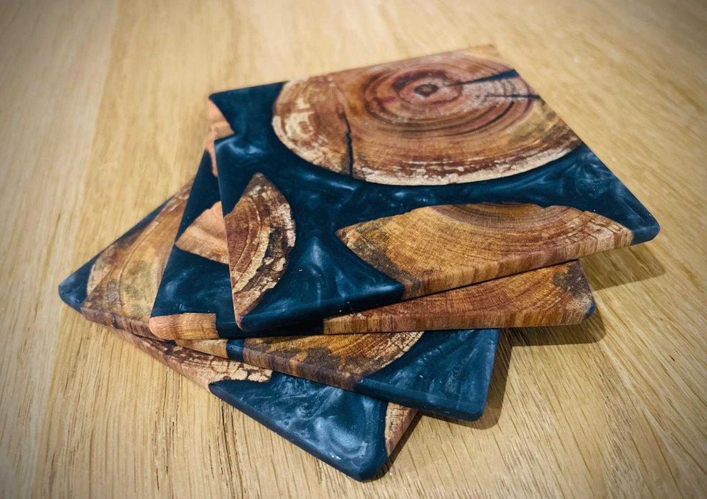 Podkładki z żywicy i drewna