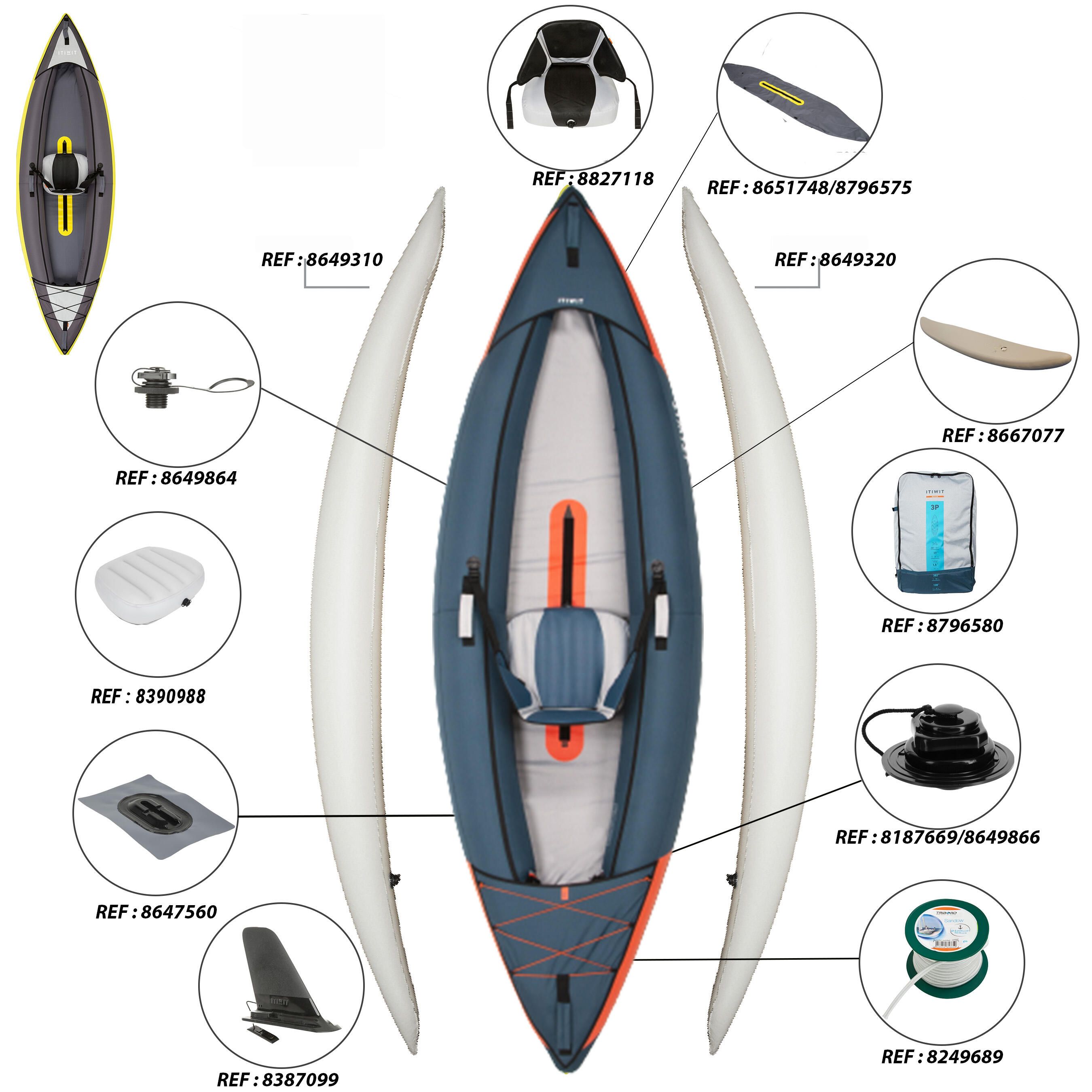 Canoa kayak insuflável de passeio 1 lugar