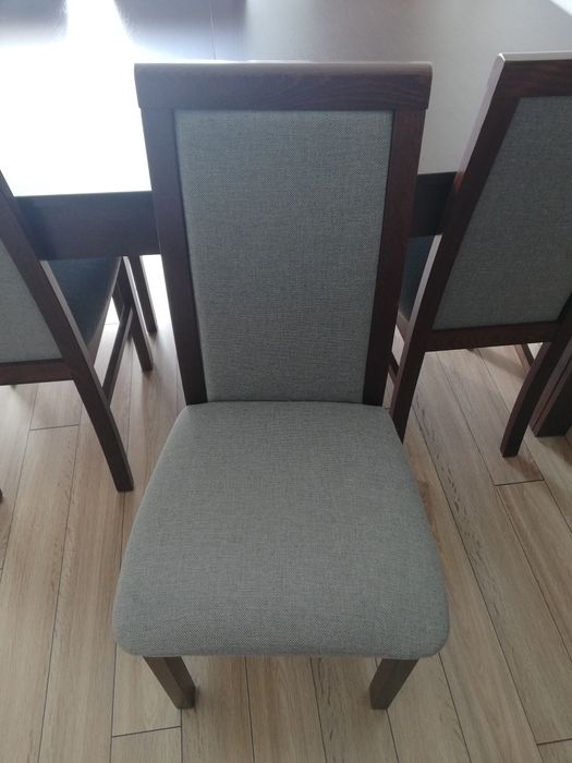 Stół i 8 krzesel ciemny brąz 90/160-300