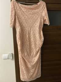 Różowa sukienka ciążowa midi 40