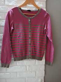 Sweter damski H&M 36S 38M fuksja paski guziki