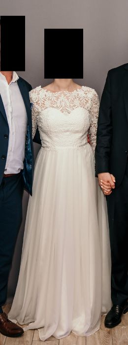 SUKNIA ŚLUBNA gipiura muślin