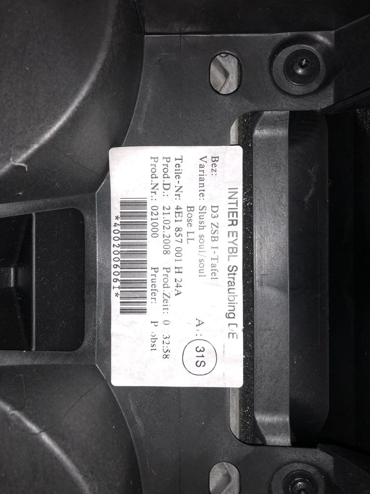 Audi A8 S8 D3 4E konsola deska rozdzielcza kokpit AirBag Soul czarna