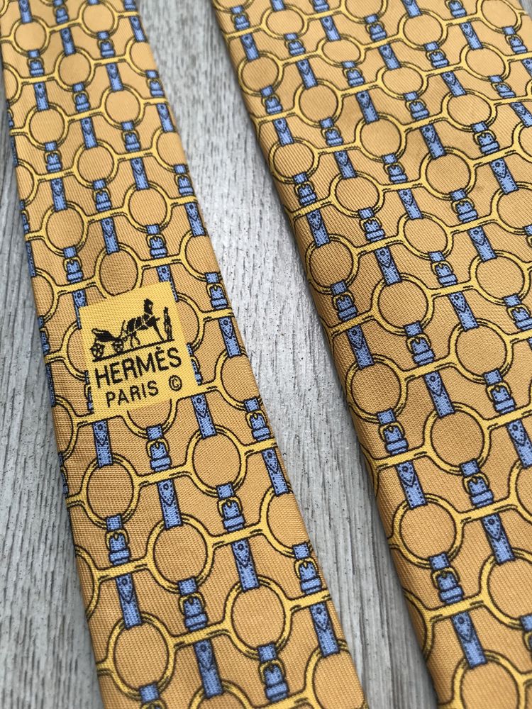 Шикарний шовковий галстук краватка 100% оригінал від Hermes