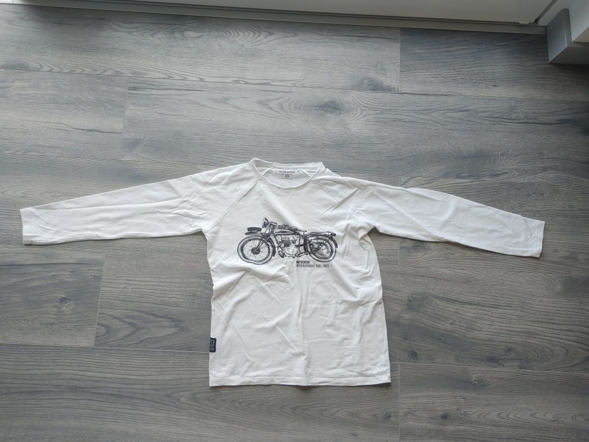 Koszulka z długim rękawem z motocyklem (biała)