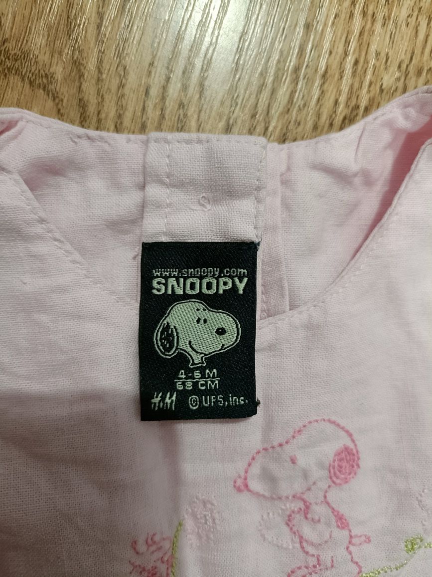 Różowa sukienka Snoopy rozmiar 68