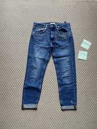 Jeansy boy friend z perelkami ZARA 34 xs