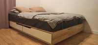 Łóżko MANDAL (IKEA) z litej brzozy 140 x 202 cm, 4 szuflady – stan bdb