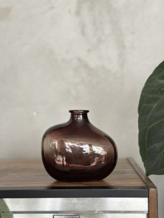 Wazon szklany modern design nieregularny brązowe dymione szklo loft