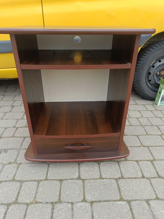 Stolik RTV MEBLO-MAX MINI, ciemny orzech, z szufladą