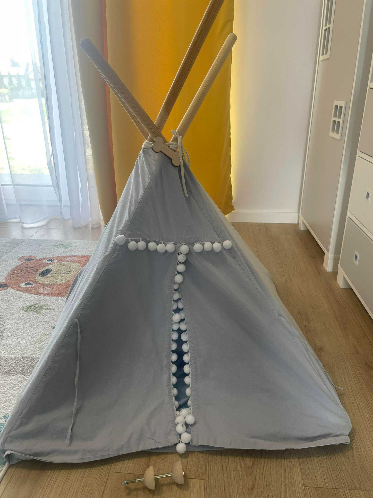 Tipi namiot legowisko dla Psa z materacykiem szary 80x80x95 cm
