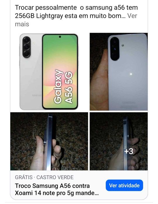 Samsung A56 256GB Lightgray 180euros entrega hoje