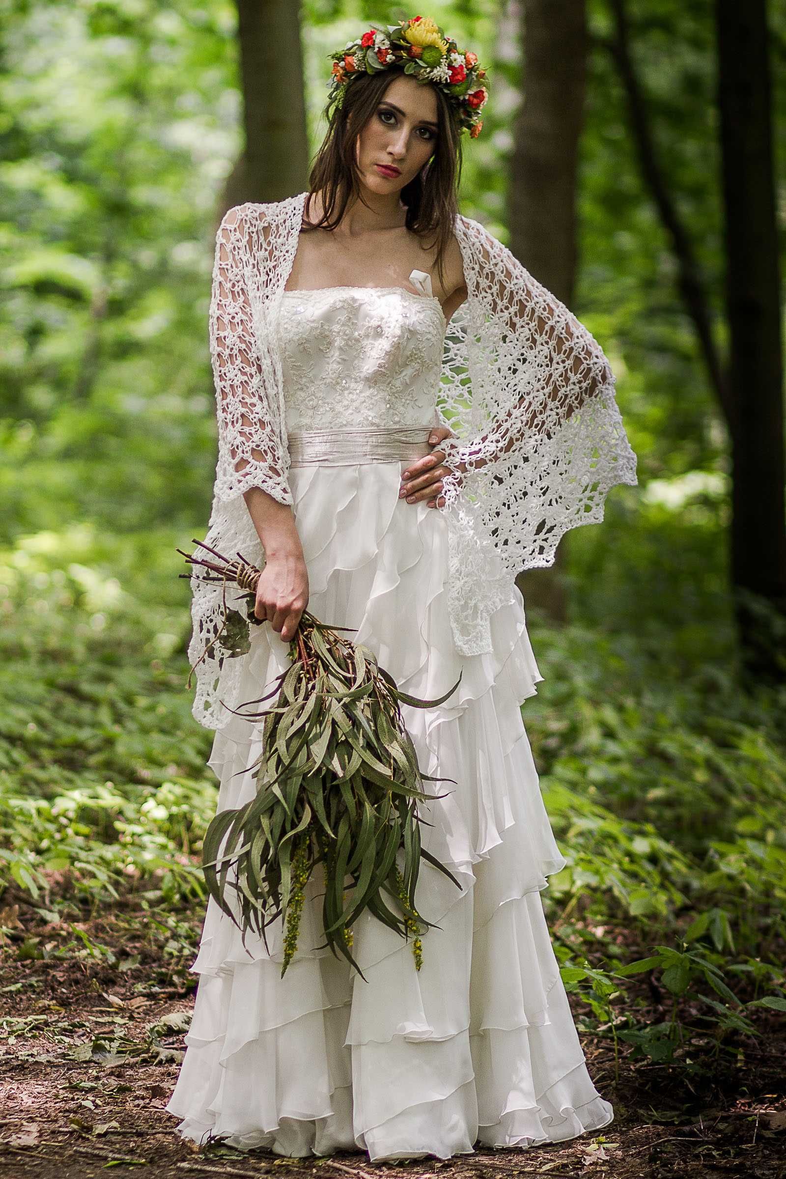 Chusta ślubna, narzutka do ślubu, chusta boho szydełkowa handmade