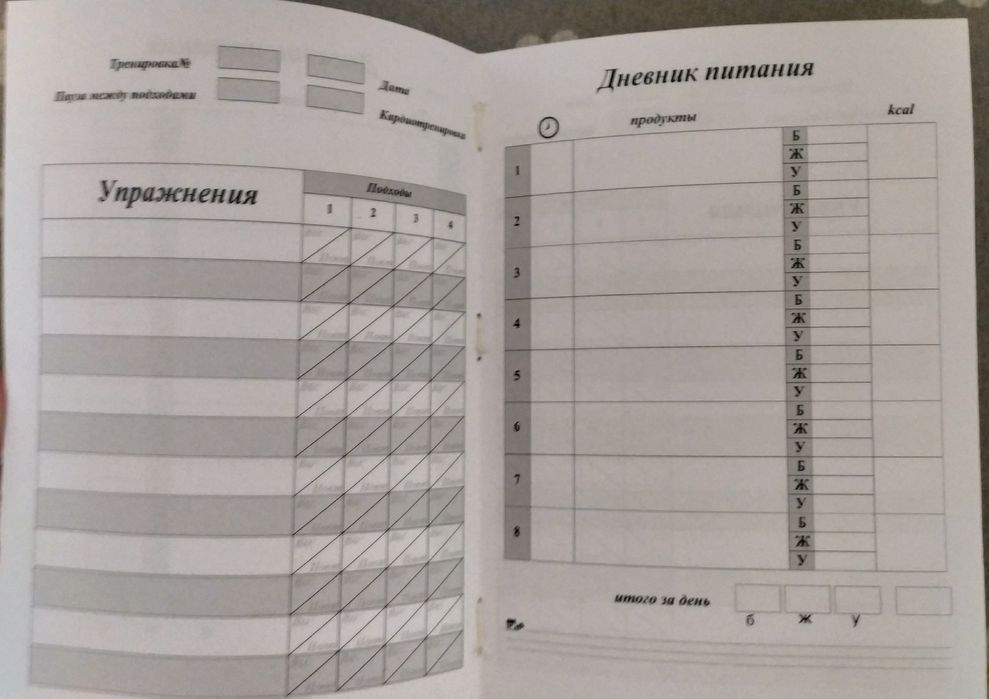 Дневник тренировок с питанием