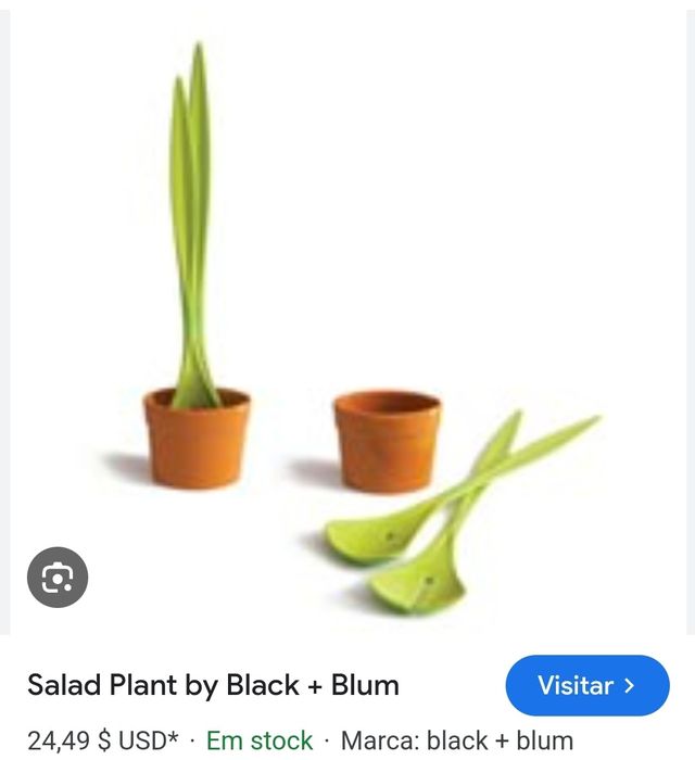 Colheres de salada com  suporte / molheira " Black + Blum " novo