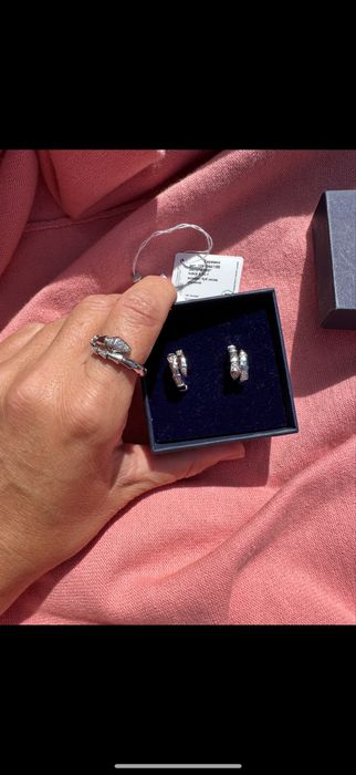 Сережки та каблучка кольцо серьги Bvlgari Булгари  біле золото .