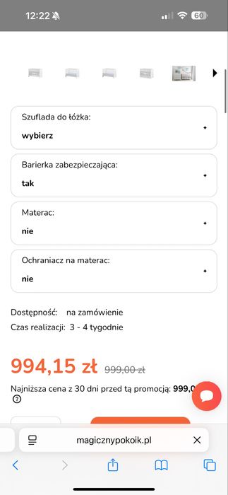 Łóżeczko dziecięce Pinio 120x60