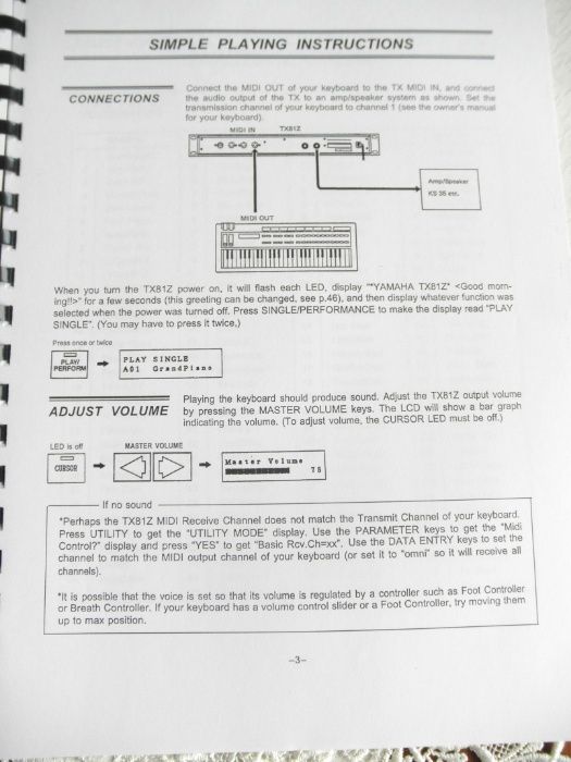 Instrukcja obsługi YAMAHA TX81Z. Owner's Manual.