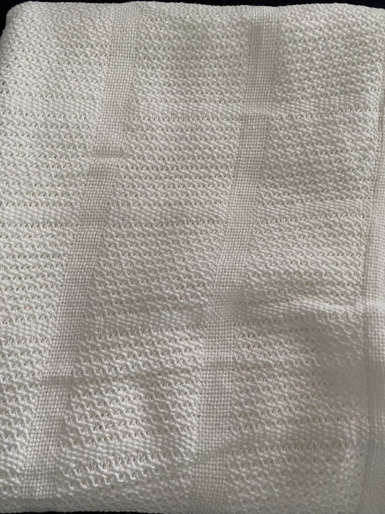 Biały koc bawełniany 130x130