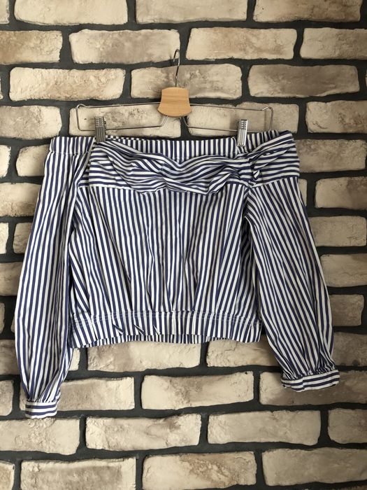 Hiszpanka zara m niebiesko biała bluzka zara 38