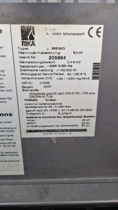 Piec na pellet pelet kominek koza kocioł RIKA 8KW mocny DZIAŁA DUŻY