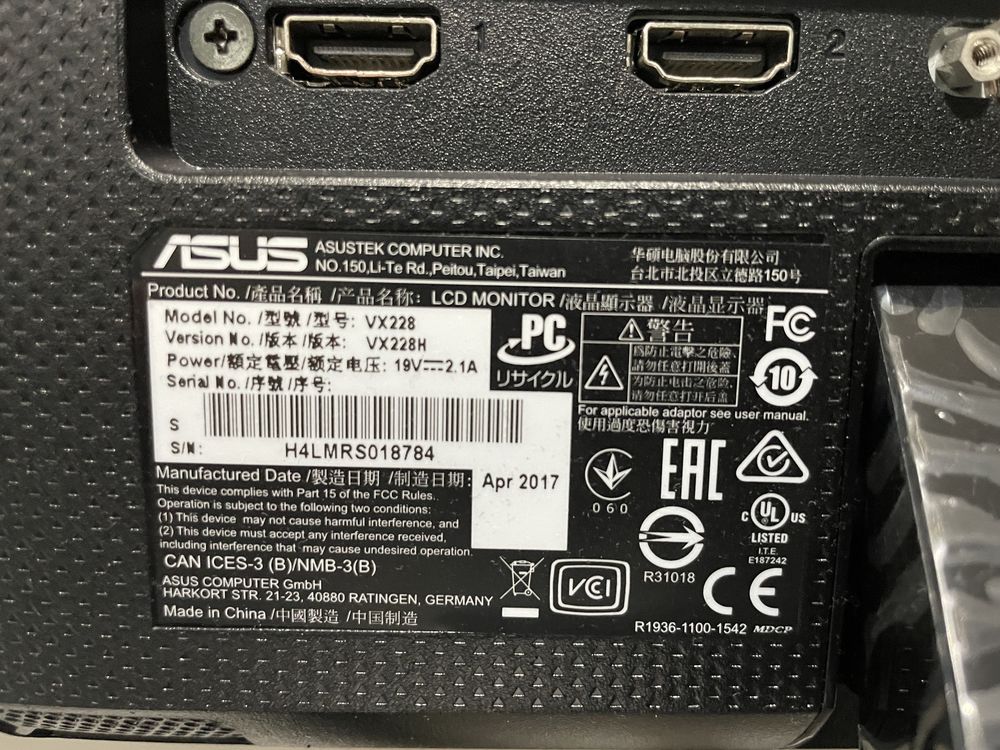 Monitir Asus 60Hz