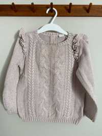 Różowy sweter warkoczowy splot h&m rozm 92/98/104