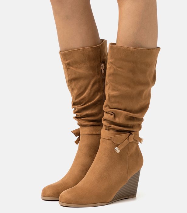 Buty damskie kozaki brązowe koniakowe Anna Field LISA na koturn r. 41