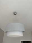 Lampa wisząca duży klosz biało-szara