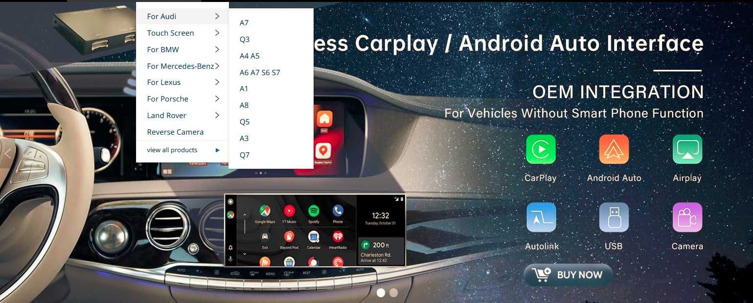 CarPlay,Android Auto штатный прибор на Audi A4,A5,Q5,