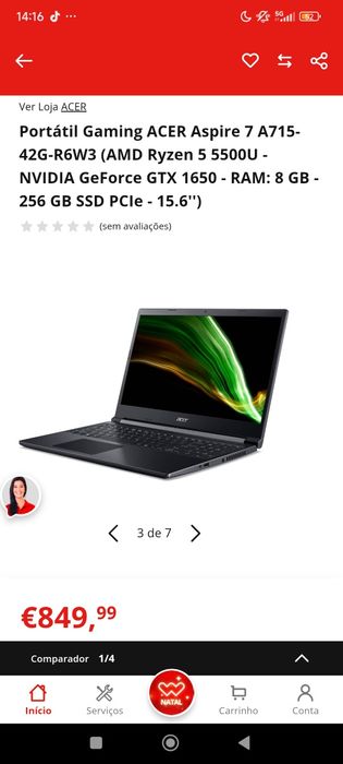 Portátil Acer aspire 7 a715-42g