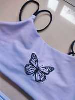 Strój kąpielowy H&M 146/152 dwuczęściowy fioletowy motylek
