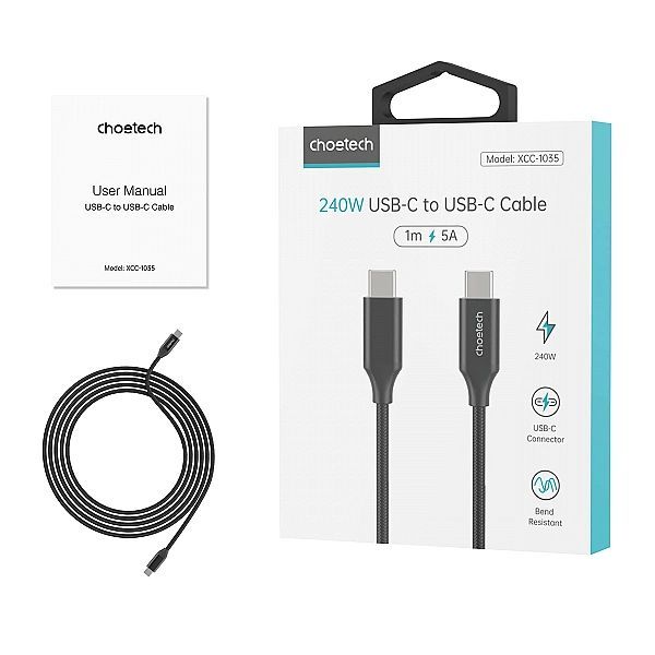 Kabel Choetech Xcc-1036 Usb-c - Usb-c Pd 240w 480Mb/s 2m - czarny