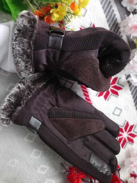 Nowe męskie rekawice zimowe ocieplane zamszowe, ocieplane XL